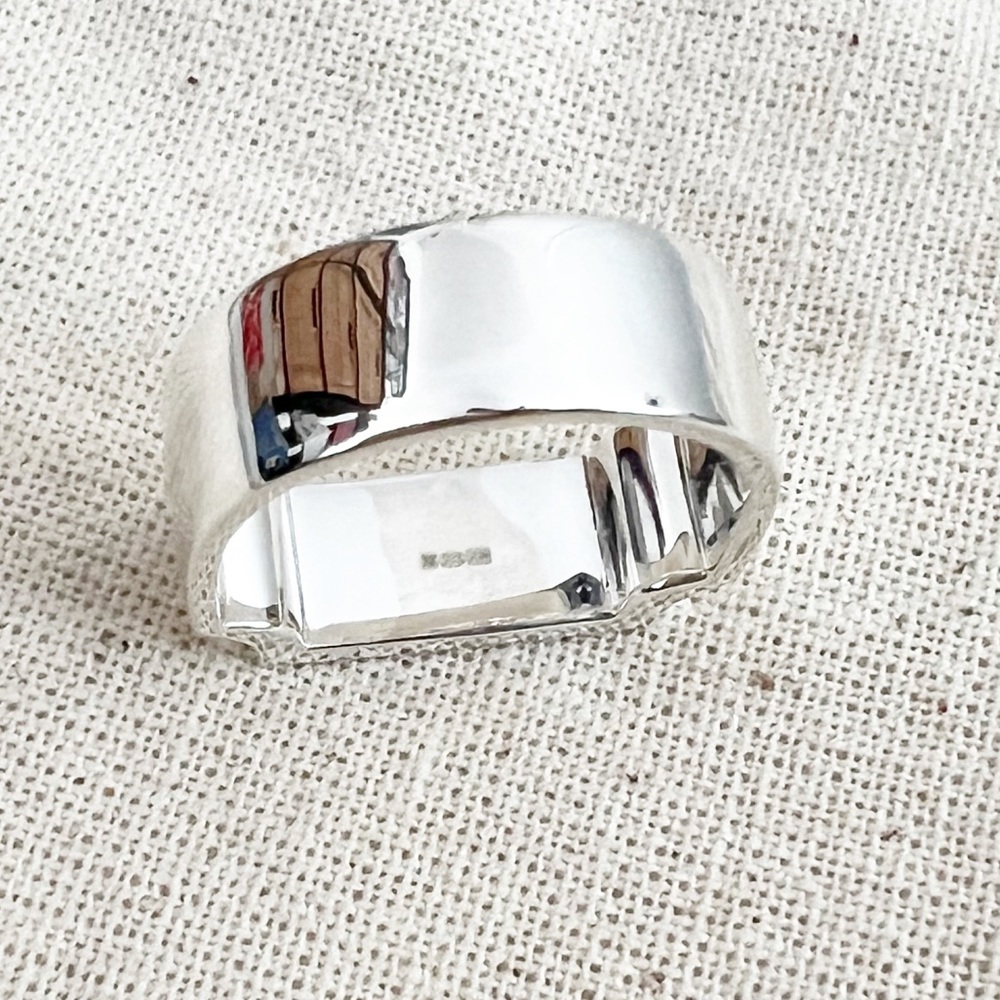 MONICA VINADER Signature Wide Silver Diamond Ring 4.5 - Picture 7 of 10